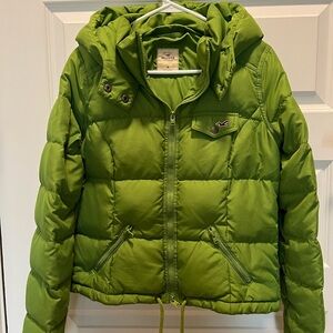 Hollister Vibrant Green Puffer Jacket size M